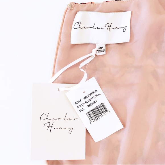 NWT Charles Henry Blush Floral Wrap Dress - Picture 3 of 6